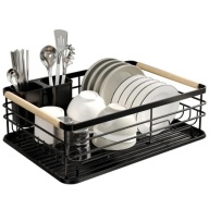 DUŻA SUSZARKA STOJĄCA NA NACZYNIA TALERZE SZTUĆCE OCIEKACZ CZARNY METAL XXL