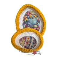 Koszyki wielkanocne zestaw dziergan ze sznurka na szydełku prezent zajączek