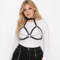 Harness damski goth alt choker chain body cage czarny