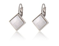 KOLCZYKI STAL 316 L ROMB BIALA CERAMIKA FASETKOWANA