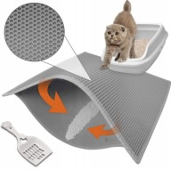 Duża mata pod kuwetę dla kota 75×55 cm – dwuwarstwowa szara podkładka