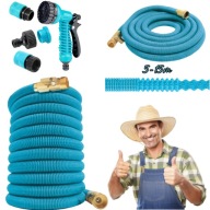 WĄŻ OGRODOWY ELASTYCZNY ROZCIĄGLIWY ZRASZACZ ZESTAW PISTOLET 5-15M