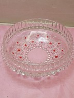 patera salaterka miska szkło ornament kwiatki czerwony środek 16cm
