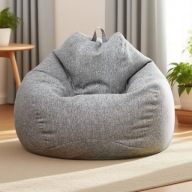 MIĘKKA PUFA SIEDZISKO WORKOWE WYGODNY FOTEL DO SYPIALNI SALONU SZARE XXL