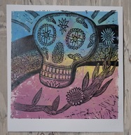 Skull. 30 × 30 cm. 2025 r. (linoryt kol.)