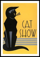 A2 KOLOROWY OBRAZ PLAKAT Z KOTEM, CZARNY KOT NA ŻÓŁTYM TLE, CAT SHOW