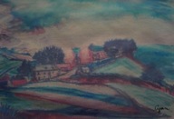 ZDZISŁAW CYANKIEWICZ / CYAN. FOWISTYCZNY PEJZAŻ FRANCUSKI. STUDIUM.