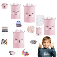 POJEMNIK NA ZABAWKI DUŻY KOSZ TKANINA RÓŻOWY ZAMYKANY ORGANIZER 35X35X45CM