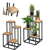 KWIETNIK STOJĄCY STOJAK NA KWIATY METALOWY PÓŁKI DONICZKI LOFT CRAFT CZARNY