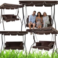 HUŚTAWKA OGRODOWA 3-OSOBOWA MTG 4003A WOLNOSTOJĄCA Z DASZKIEM – BRĄZOWA