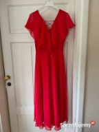 Hexeline suknia wieczorowa 34 malinowa Hiszpanka z cyrkoniami maxi