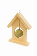 Drewniany karmnik / paśnik dla ptaków naturalny design z kulą