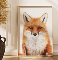 Dekoracyjny PLAKAT artystyczny B2 70X50 LIS zwierzęta leśne MONTESSORI