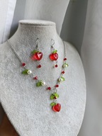 Zestaw biżuterii cottagecore - jabłka - szkło, stal nierdzewna