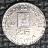 WENEZUELA [1542]*25 centymów 1987 Herb, Koń, Simón Bolívar, 25 CENTIMOS