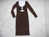 BRĄZOWA NOWA MODNA SUKIENKA r M L 38 40 goły brzuszek
