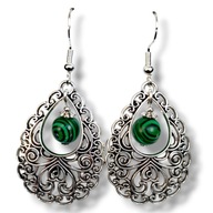 M32 Kolczyki kamienie MALACHIT czakra serca