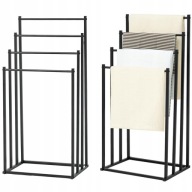 STOJAK NA RĘCZNIKI ŁAZIENKOWY 4 RAMIONA CZARNY METALOWY LOFT WOLNOSTOJĄCY