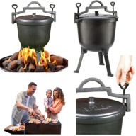 KOCIOŁ ŻELIWNY MYŚLIWSKI GARNEK NA PIECZONKI 10L OGNISKO GRILL DUŻY STOJĄCY