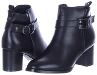 Czarne damskie botki jesienne słupek na zamek ozdoba wygodne 40