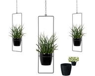 Kwietnik na Ścianę Wiszący Metalowy Czarny Loft Doniczka Wisząca w Zestawie