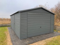 Garaż blaszany PREMIUM dach dwuspadowy 4x5m grafit , brama uchylna