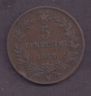 Włochy - 5 Centesimi 1861 rok M - Mediolan