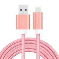 Kabel USB ze złączem Lightning do iPhone'a i iPada, 2,1 A, 2 m - Różowy