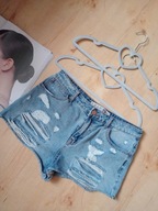 denim 40 12 l spodenki krótkie dżins poszarpane dziury