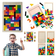 KLOCKI DREWNIANE UKLADANKA LOGICZNA DLA DZIECI TETRIS ZABAWKA DO ZABAWY 40e