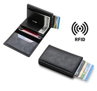 Portfel Slim Cienki Czarny Skórzany Etui na Karty Gotówkę Ochrona RFID