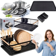 SUSZARKA DO NACZYŃ OCIEKACZ NA TALERZE SZTUĆCE METALOWA CZARNA STOJĄCA