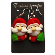 KOLCZYKI Z MODELINY Świąteczne Mini Mikołaje z Choinką