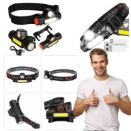 LATARKA CZOŁOWA CZOŁÓWKA Z MAGNESEM LAMPA COB WYPINANA USB LED MOCNA 4W1