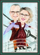 Karykatura portret dla zakochanych na Titanicu PROMOCJA