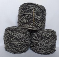 Włóczka akrylowa czarna z szarym 370g