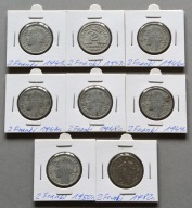 FRANCJA 2 FRANKI 1941-1982 W HOLDERACH ZESTAW 8 SZT.