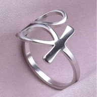 Regulowany Sygnet Egipskie Klucze Życia Ankh stal 316L