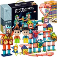 Klocki Magnetyczne Świecące Konstrukcyjne Edukacyjne Dla Dzieci Tor 150el