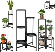 KWIETNIK STOJAK NA KWIATY DONICZKI STOJĄCY METALOWY PÓŁKI CZARNY LOFT 80 cm