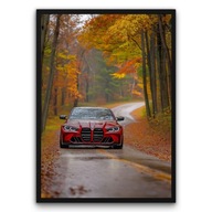 Plakat z ramą 50x70cm BMW M4 na tle lasu Sport Auto Design Prezent Hit