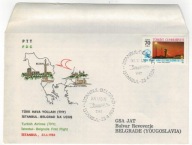 Turcja 1984 Datownik okolicznościowy Pierwszy Lot Stambuł Belgrad Jugosławi