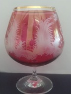 Wspaniały kielich do wina Egermann ręcznie cięte szkło rubinowe (A194)
