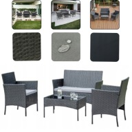 MEBLE OGRODOWE TARASOWE TECHNORATTAN SZARY SOFA + STOLIK + FOTELE 4el.