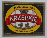ETYKIETA PIWO JASNE KRZEPKIE BROWAR WYSZKÓW ROZLEWNIA REGENT KOŹMINEK