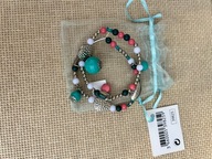 komplet bransoletek na gumce srebrno turkusowe