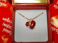 ZŁOTY NASZYJNIK KRYSZTAŁOWE SERCE RÓŻA ZAWIESZKA Damski ( próba srebra 925)