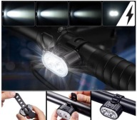 Zestaw lampek rowerowych Gearox czarny LED akumulator 200 lm 10 trybów