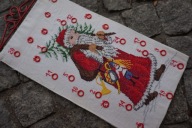 KALENDARZ ADWENTOWY STARY HAFTOWANY MAKATKA ANTYK MIKOŁAJ HAND MADE