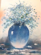 niezapominajki---olej -szpachelka i pędzel